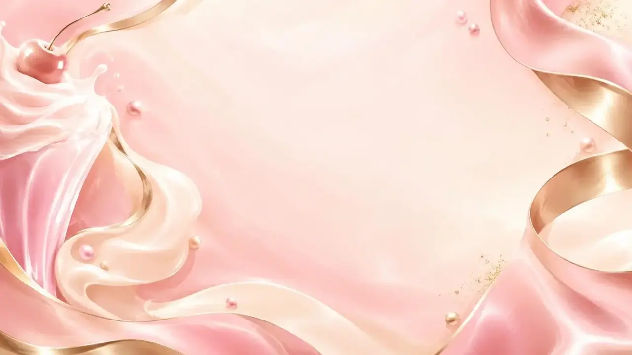 闪婚老公是首富短剧抽象插画背景，粉金与奶白渐变